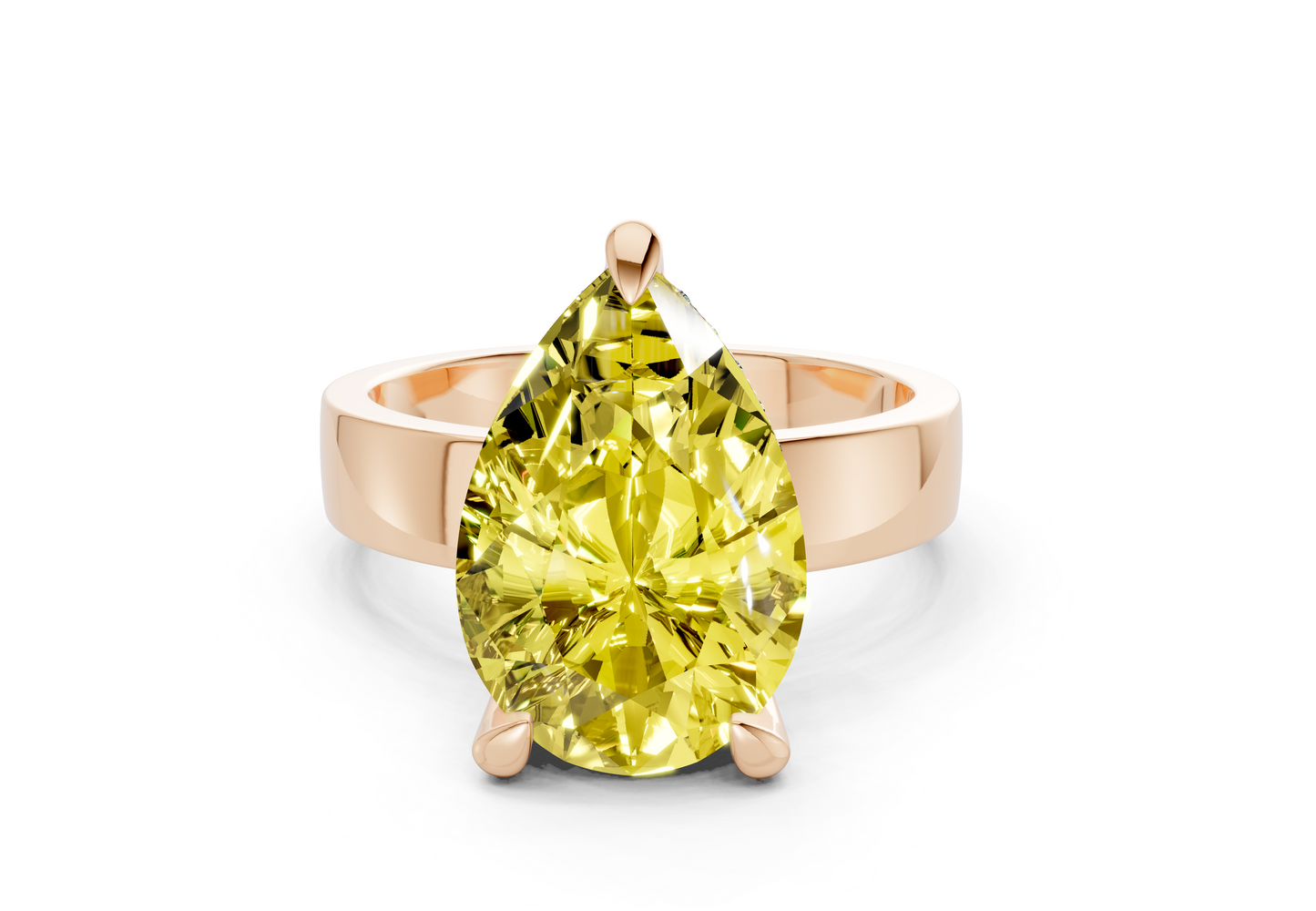 Echo Yellow Diamond Solitaire Pear Cut 4mm Engagement Ring