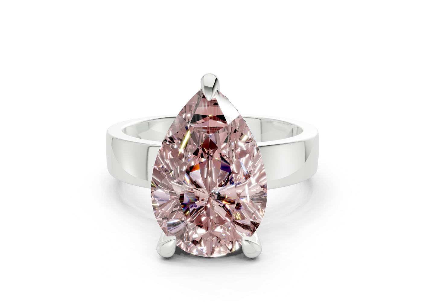 Echo Pink Diamond Solitaire Pear Cut 4mm Engagement Ring