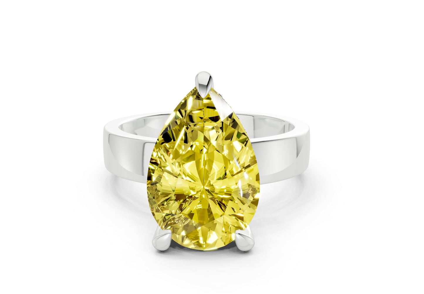 Echo Yellow Diamond Solitaire Pear Cut 4mm Engagement Ring