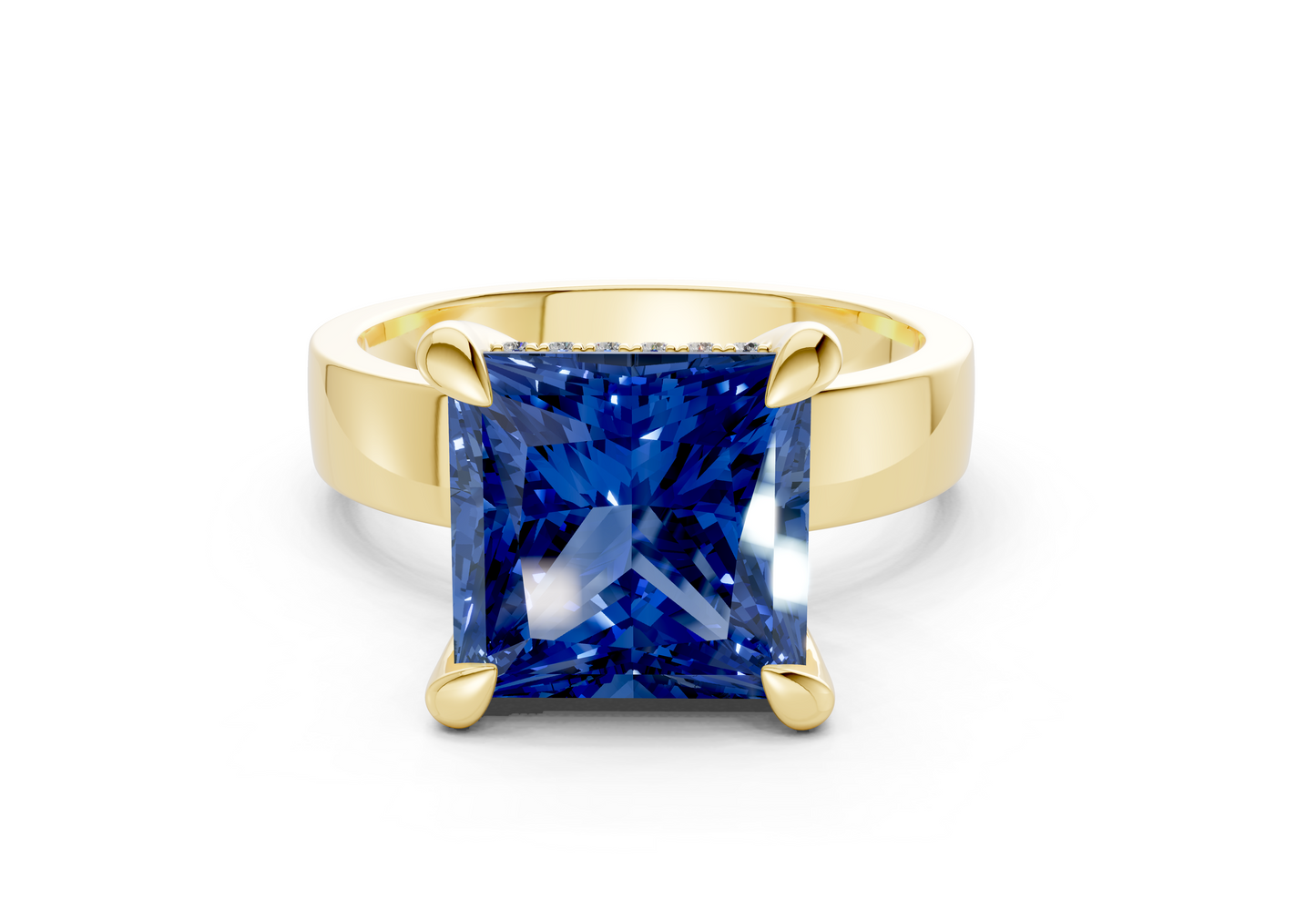 Echo Sapphire Gemstone Solitaire Princess Cut 4mm Engagement Ring