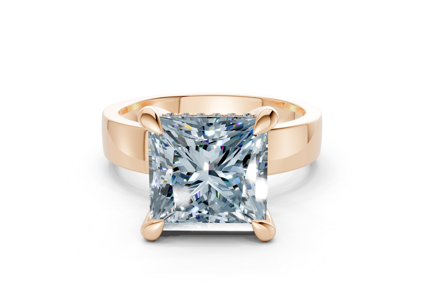 Echo Blue Diamond Solitaire Princess Cut 4mm Engagement Ring