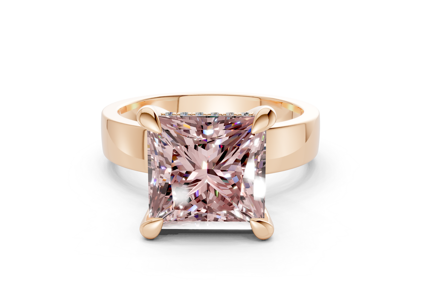 Echo Pink Diamond Solitaire Princess Cut 4mm Engagement Ring