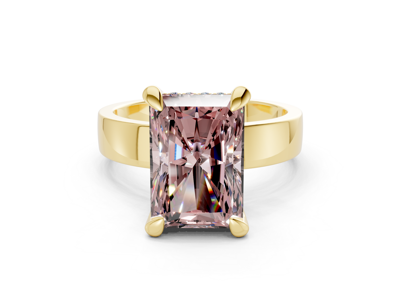Echo Pink Diamond Solitaire Radiant Cut 4mm Engagement Ring