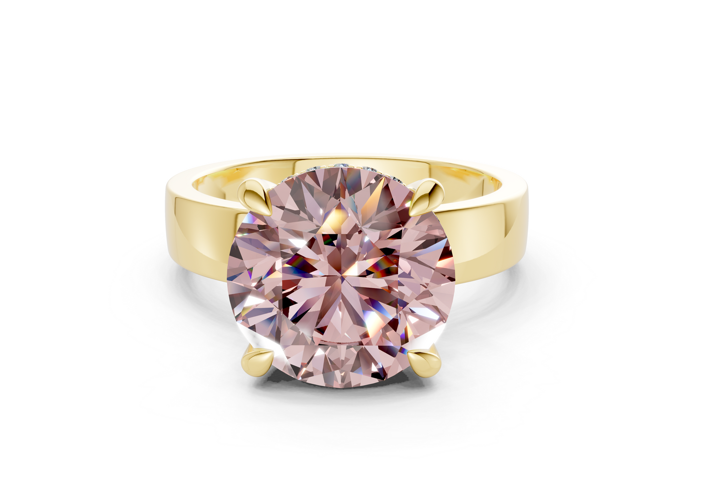 Echo Pink Diamond Solitaire Round Cut 4mm Engagement Ring