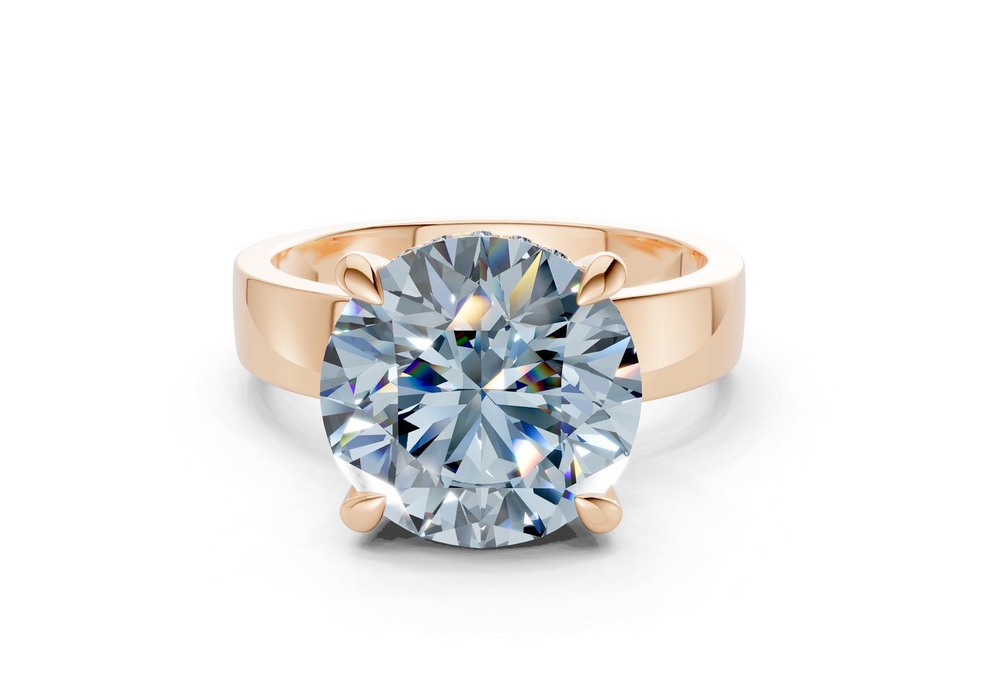 Echo Blue Diamond Solitaire Round Cut 4mm Engagement Ring