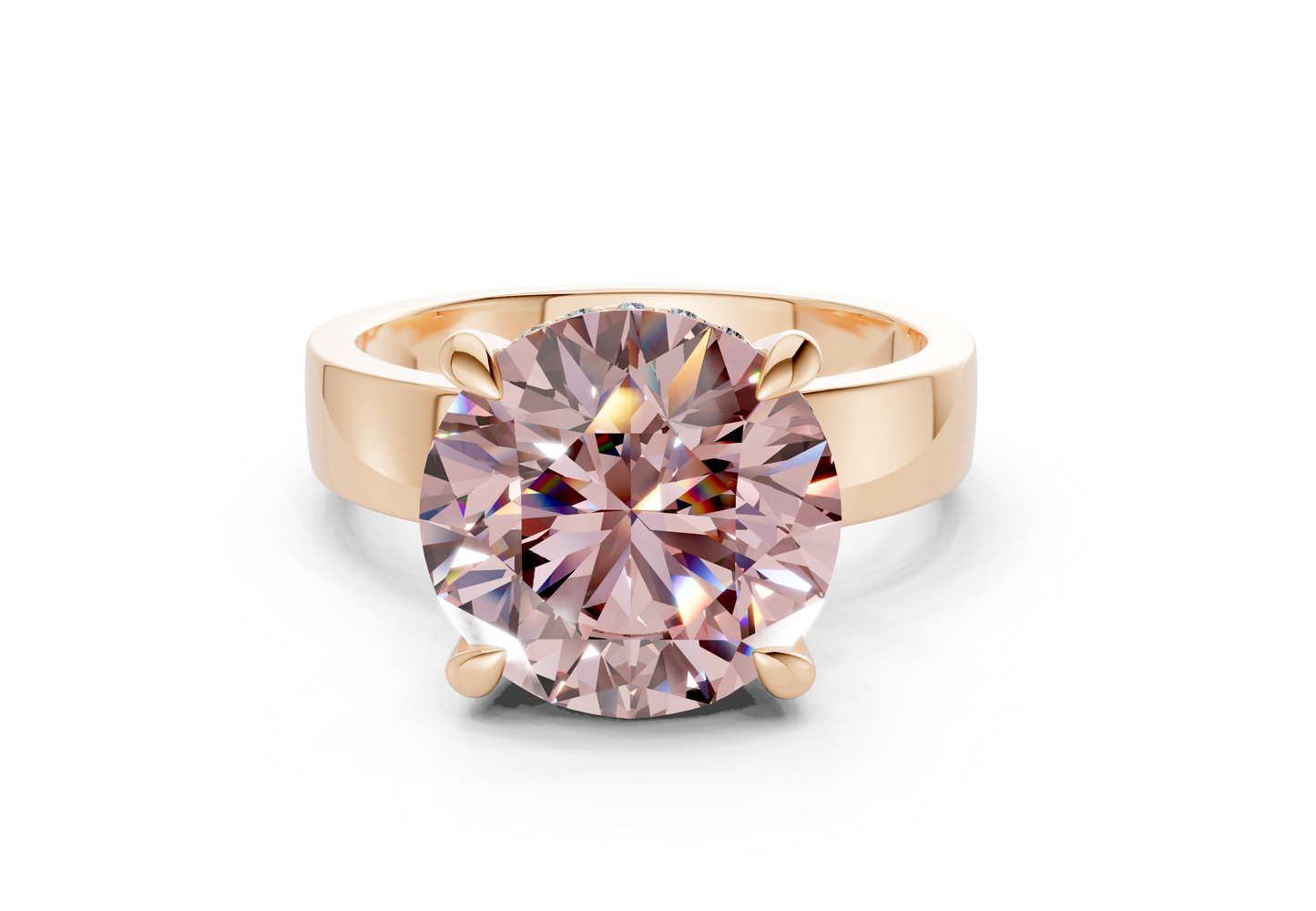 Echo Pink Diamond Solitaire Round Cut 4mm Engagement Ring