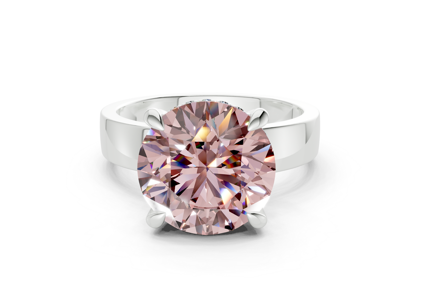 Echo Pink Diamond Solitaire Round Cut 4mm Engagement Ring