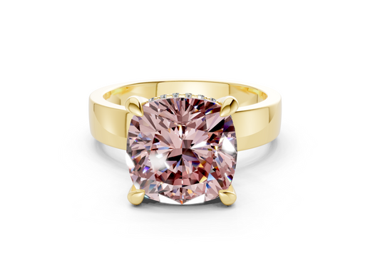 Echo Pink Diamond Solitaire Cushion Squareuare Cut 4mm Engagement Ring
