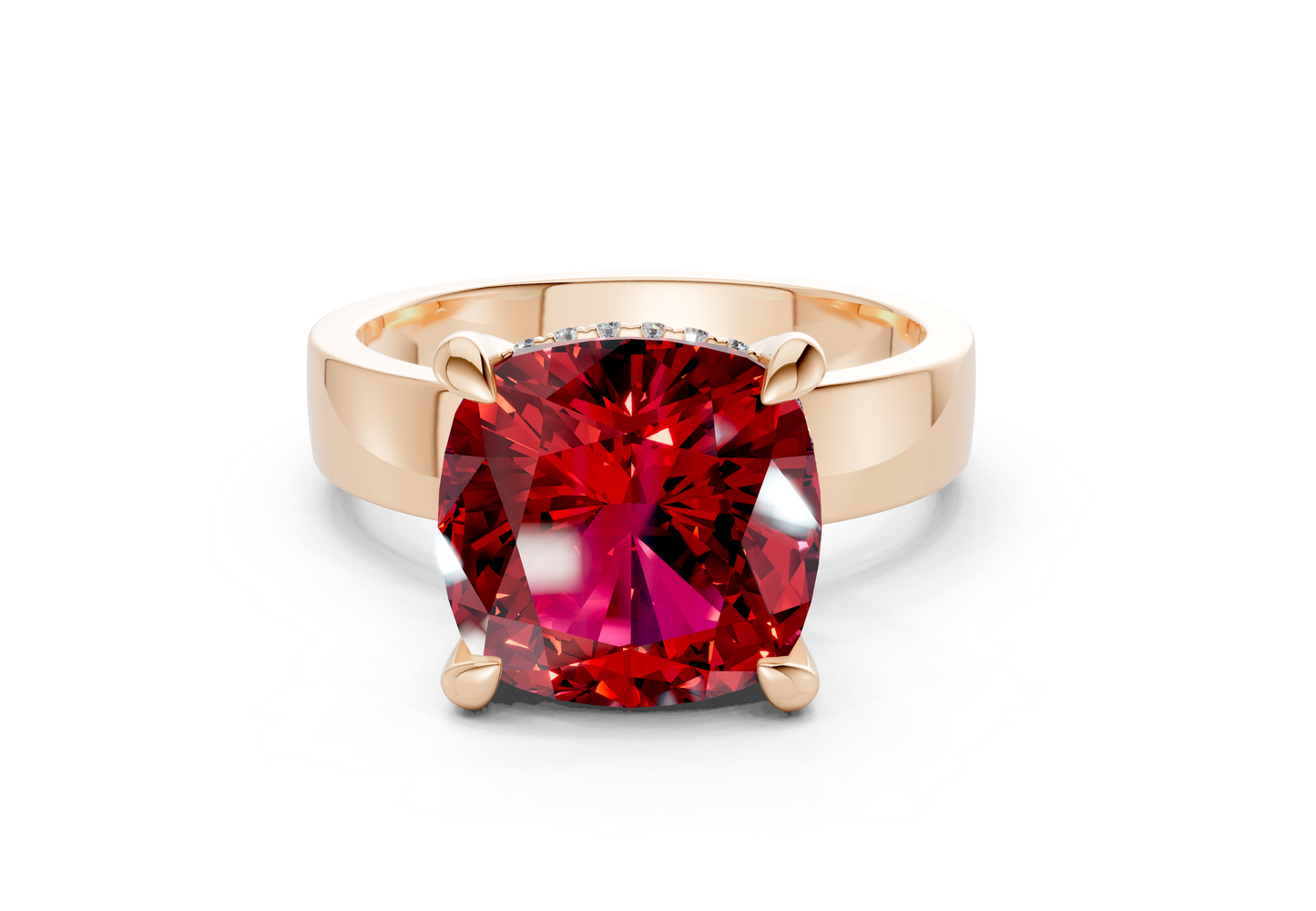 Echo Ruby Gemstone Solitaire Cushion Squareuare Cut 4mm Engagement Ring