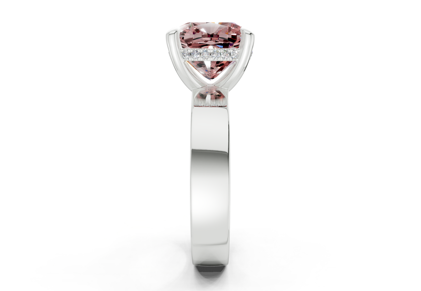 Echo Pink Diamond Solitaire Cushion Squareuare Cut 4mm Engagement Ring