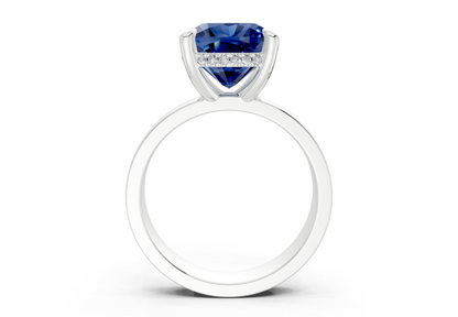 Echo Sapphire Gemstone Solitaire Cushion Squareuare Cut 4mm Engagement Ring