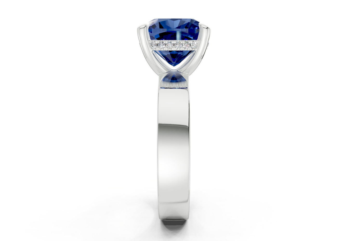 Echo Sapphire Gemstone Solitaire Cushion Squareuare Cut 4mm Engagement Ring