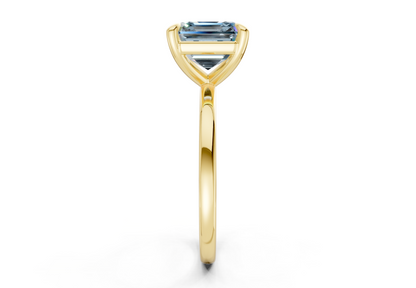 Clementine Blue Diamond Solitaire Asscher Cut 1.8mm Engagement Ring