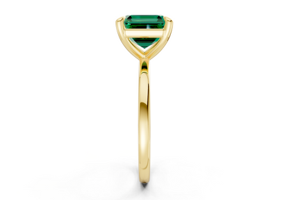 Clementine Emerald Gemstone Solitaire Asscher Cut 1.8mm Engagement Ring