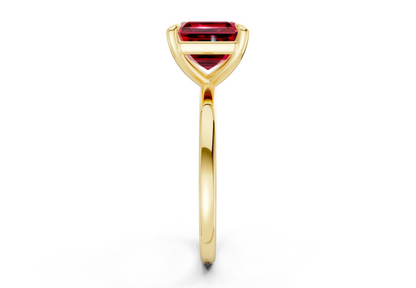 Clementine Ruby Gemstone Solitaire Asscher Cut 1.8mm Engagement Ring