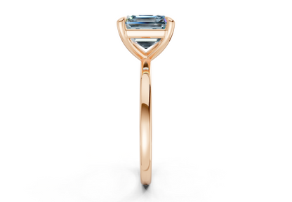 Clementine Blue Diamond Solitaire Asscher Cut 1.8mm Engagement Ring