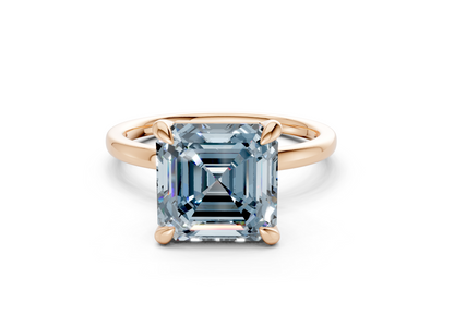 Clementine Blue Diamond Solitaire Asscher Cut 1.8mm Engagement Ring