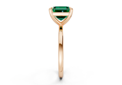 Clementine Emerald Gemstone Solitaire Asscher Cut 1.8mm Engagement Ring