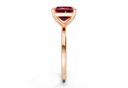 Clementine Ruby Gemstone Solitaire Asscher Cut 1.8mm Engagement Ring