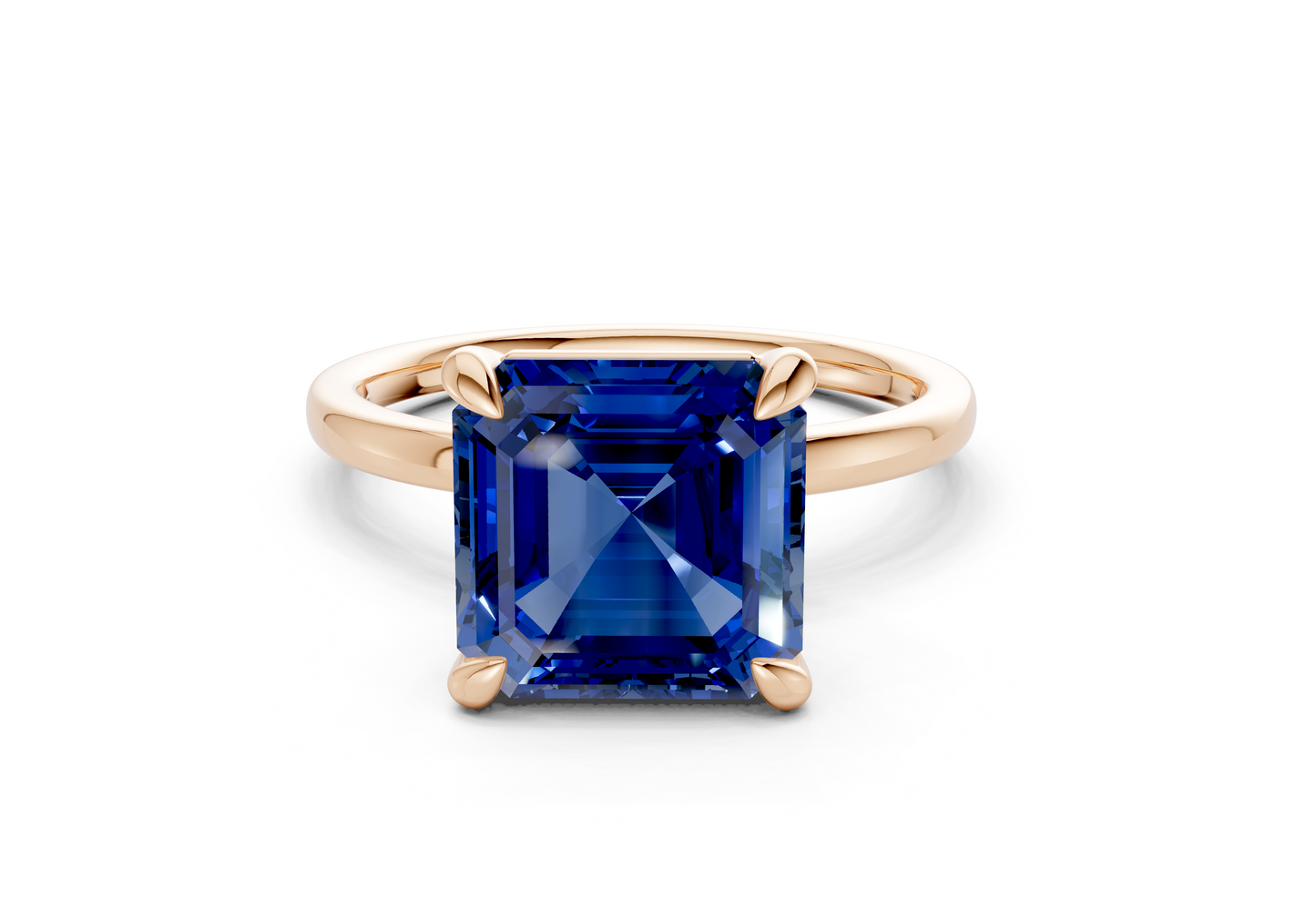 Clementine Sapphire Gemstone Solitaire Asscher Cut 1.8mm Engagement Ring