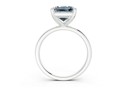 Clementine Blue Diamond Solitaire Asscher Cut 1.8mm Engagement Ring
