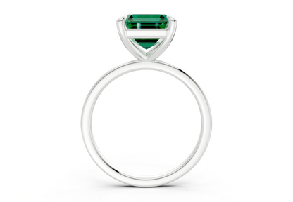 Clementine Emerald Gemstone Solitaire Asscher Cut 1.8mm Engagement Ring