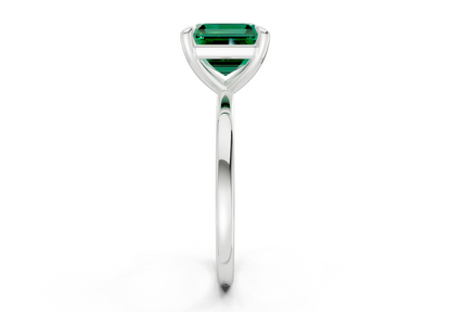 Clementine Emerald Gemstone Solitaire Asscher Cut 1.8mm Engagement Ring