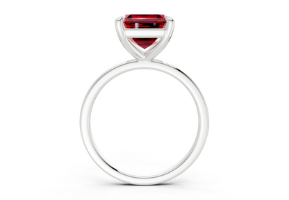 Clementine Ruby Gemstone Solitaire Asscher Cut 1.8mm Engagement Ring