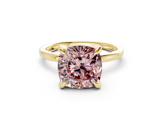 Clementine Pink Diamond Solitaire Cushion Squareuare Cut 1.8mm Engagement Ring