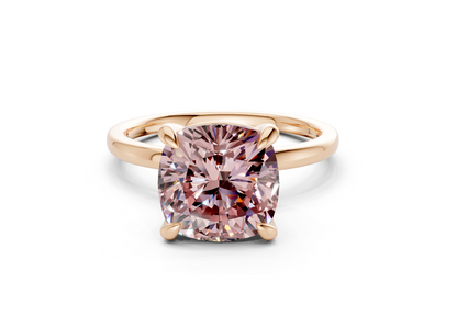 Clementine Pink Diamond Solitaire Cushion Squareuare Cut 1.8mm Engagement Ring