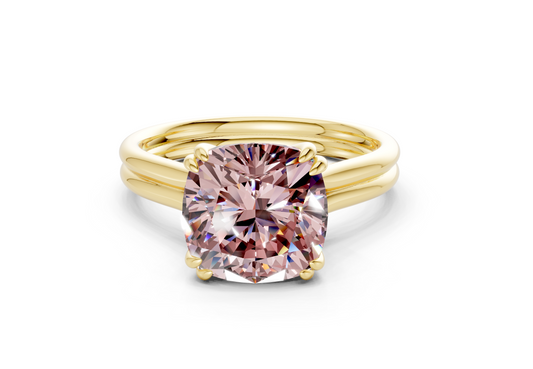 Audrey Pink Diamond Solitaire Cushion Squareuare Cut 3.1mm Engagement Ring