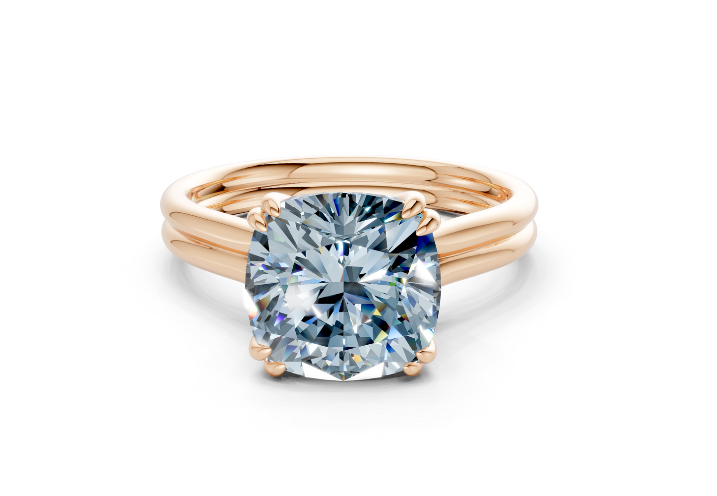 Audrey Blue Diamond Solitaire Cushion Squareuare Cut 3.1mm Engagement Ring