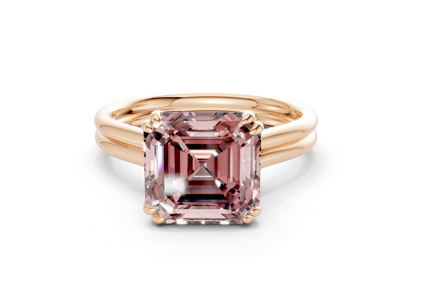 Audrey Pink Diamond Solitaire Asscher Cut 3.1mm Engagement Ring