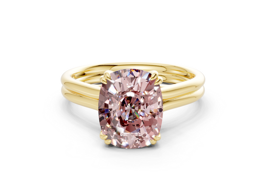 Audrey Pink Diamond Solitaire Elongated Cushion Cut 3.1mm Engagement Ring