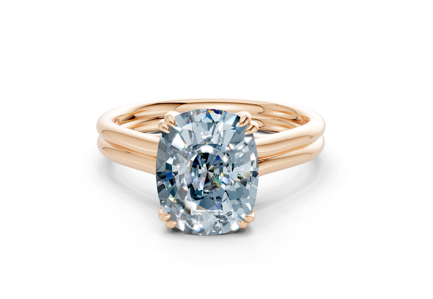 Audrey Blue Diamond Solitaire Elongated Cushion Cut 3.1mm Engagement Ring