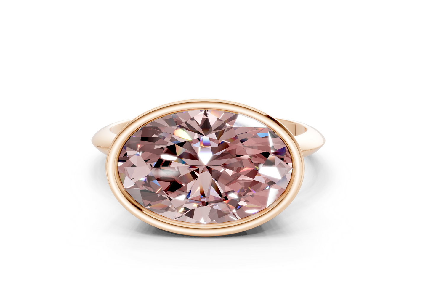 Soho Pink Diamond Solitaire Oval Cut 1.8mm Engagement Ring