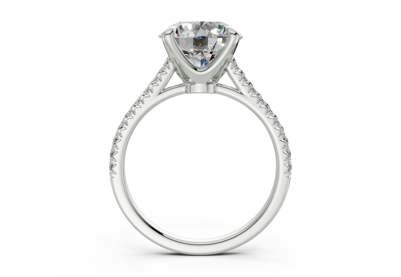 The West Village Pavé Engagement Ring, 4.83ct Round Platinum - front view