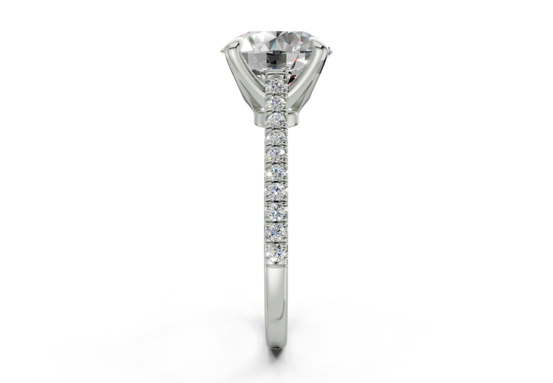 The West Village Pavé Engagement Ring, 4.83ct Round Platinum - side view