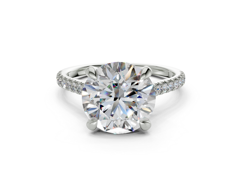 4.83 ct Round Lab-Grown Diamond Engagement Ring, Platinum - The West Village Pavé