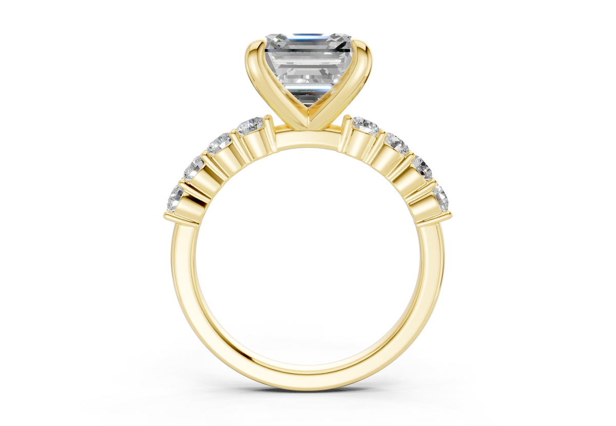 Arabella Diamond Accent Asscher Cut 2mm Engagement Ring