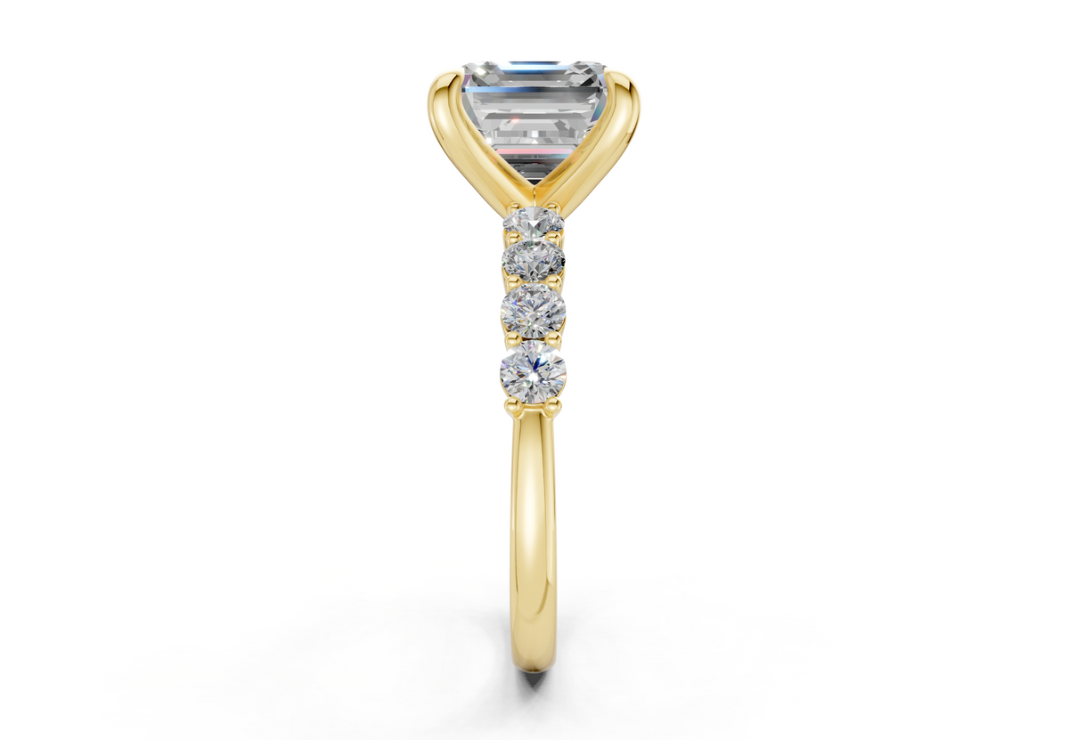 Arabella Diamond Accent Asscher Cut 2mm Engagement Ring