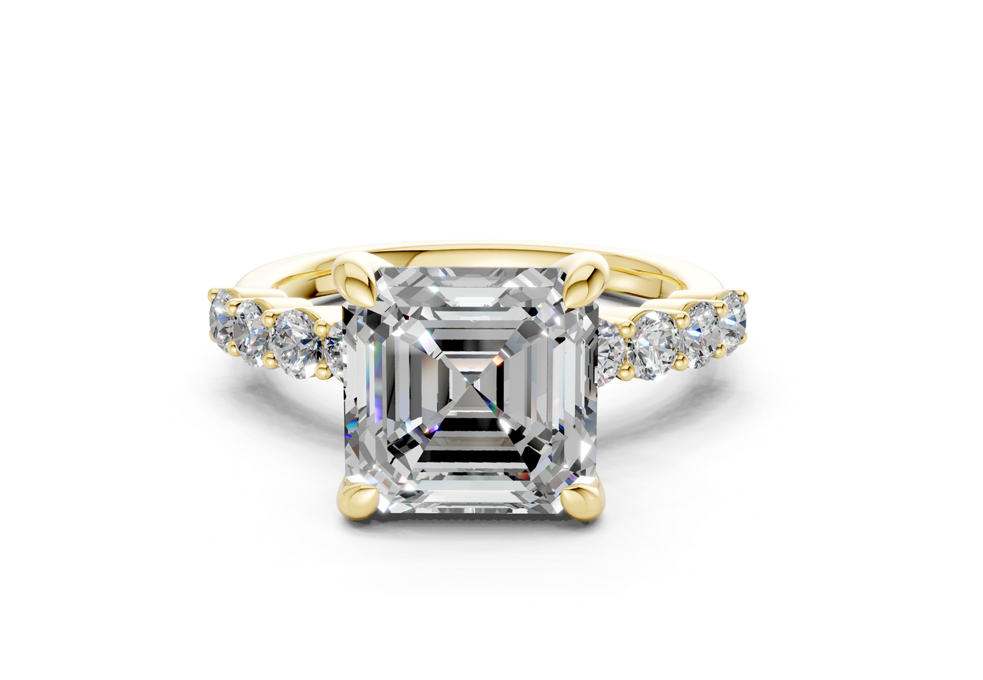 Arabella Diamond Accent Asscher Cut 2mm Engagement Ring