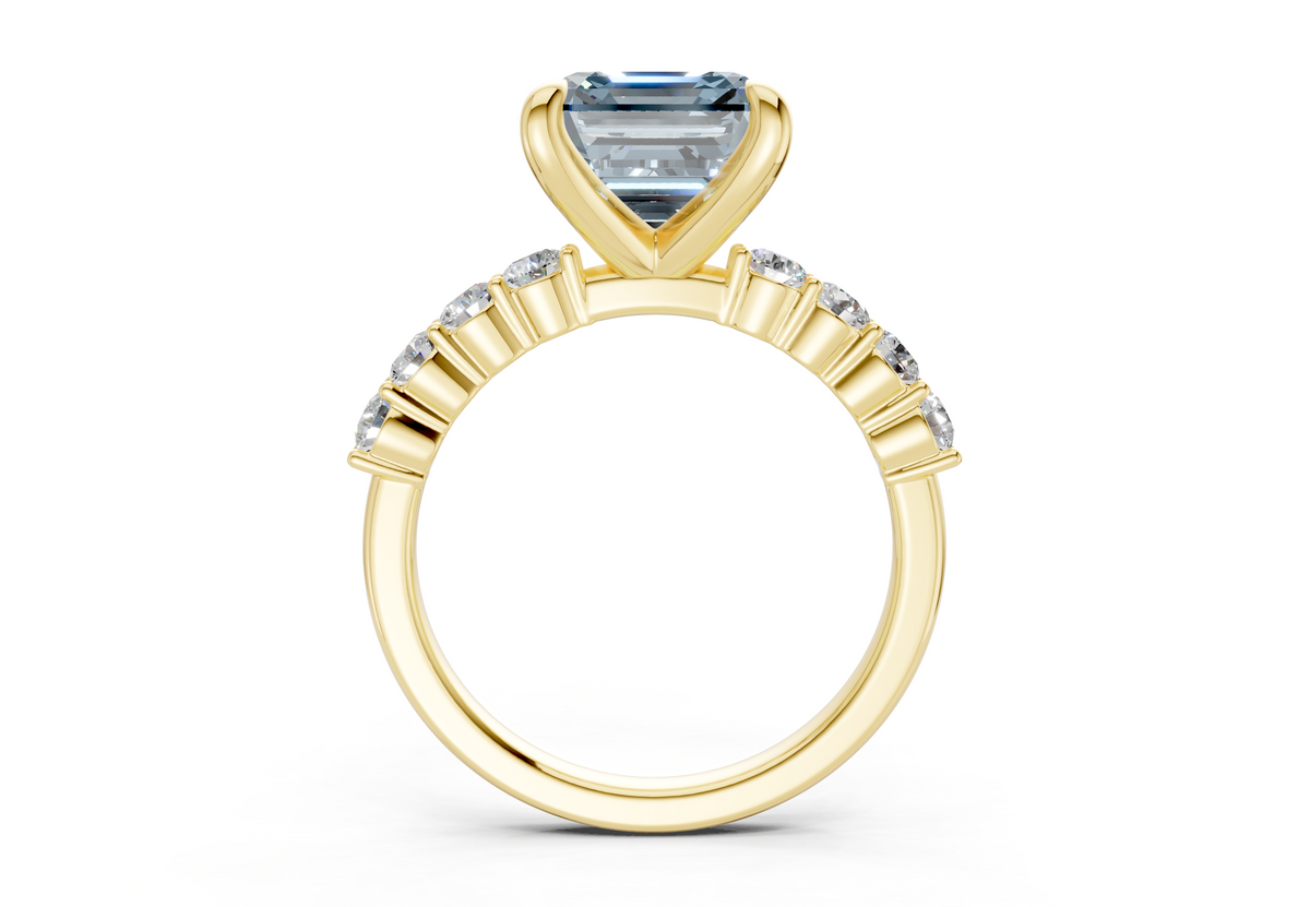 Arabella Blue Diamond Accent Asscher Cut 2mm Engagement Ring