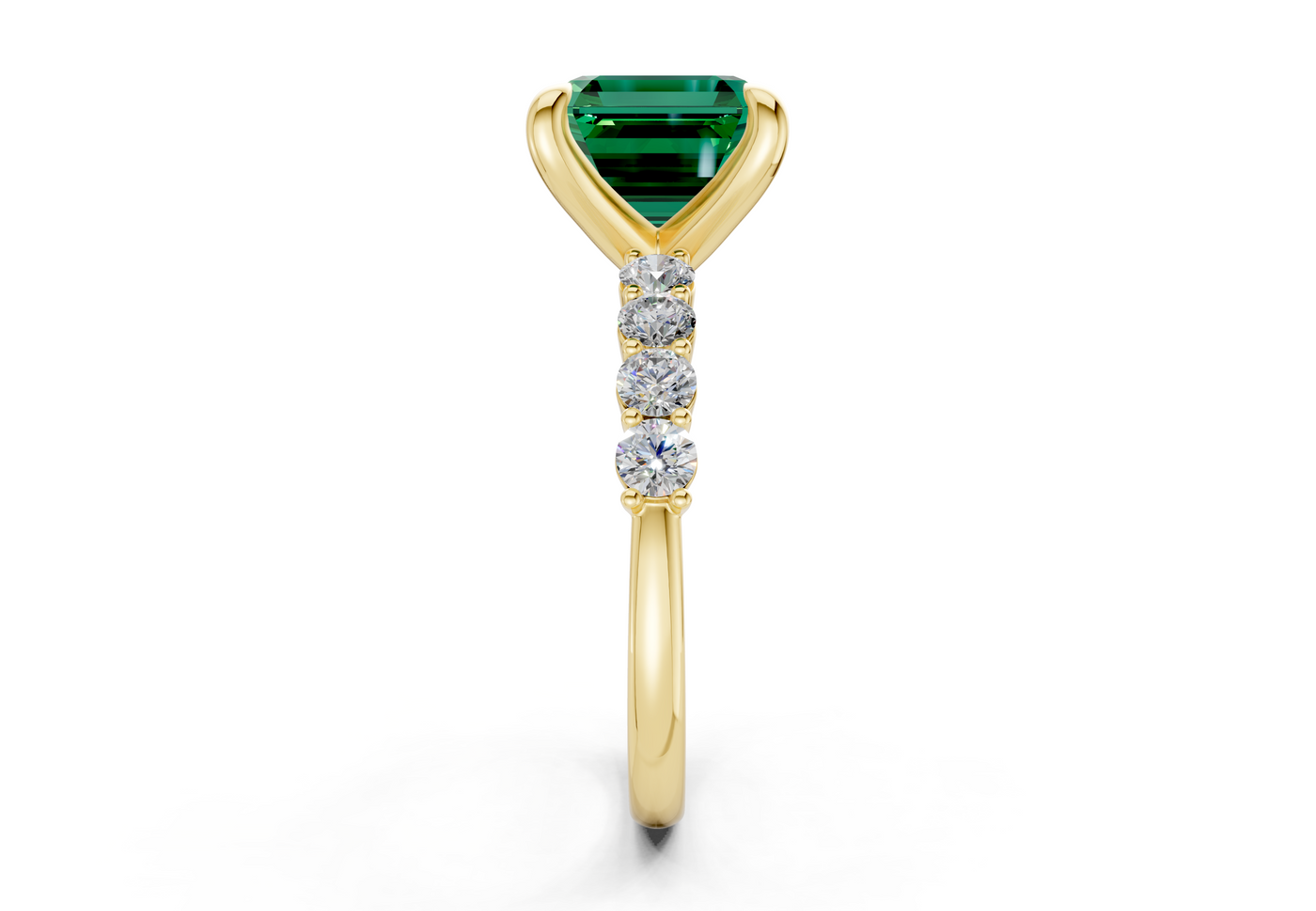 Arabella Emerald Gemstone Accent Asscher Cut 2mm Engagement Ring