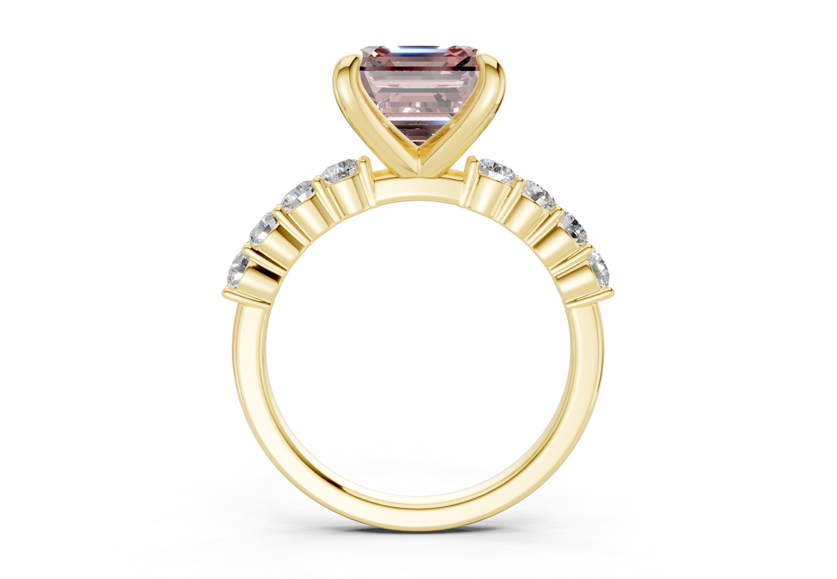 Arabella Pink Diamond Accent Asscher Cut 2mm Engagement Ring