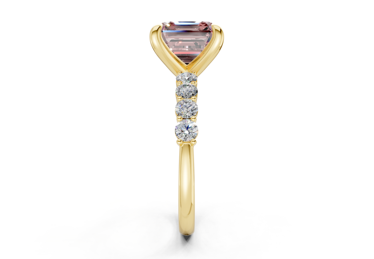 Arabella Pink Diamond Accent Asscher Cut 2mm Engagement Ring