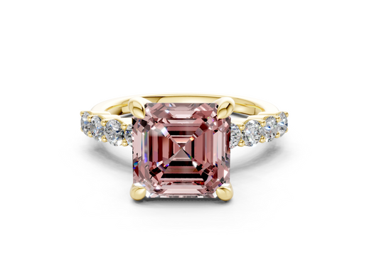 Arabella Pink Diamond Accent Asscher Cut 2mm Engagement Ring
