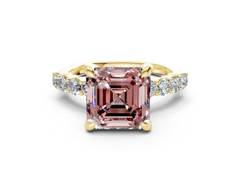 Arabella Pink Diamond Accent Asscher Cut 2mm Engagement Ring