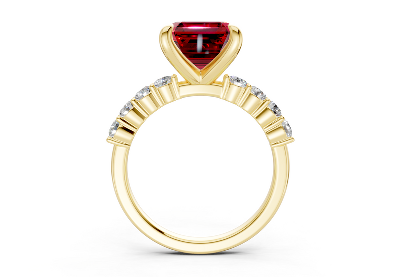 Arabella Ruby Gemstone Accent Asscher Cut 2mm Engagement Ring
