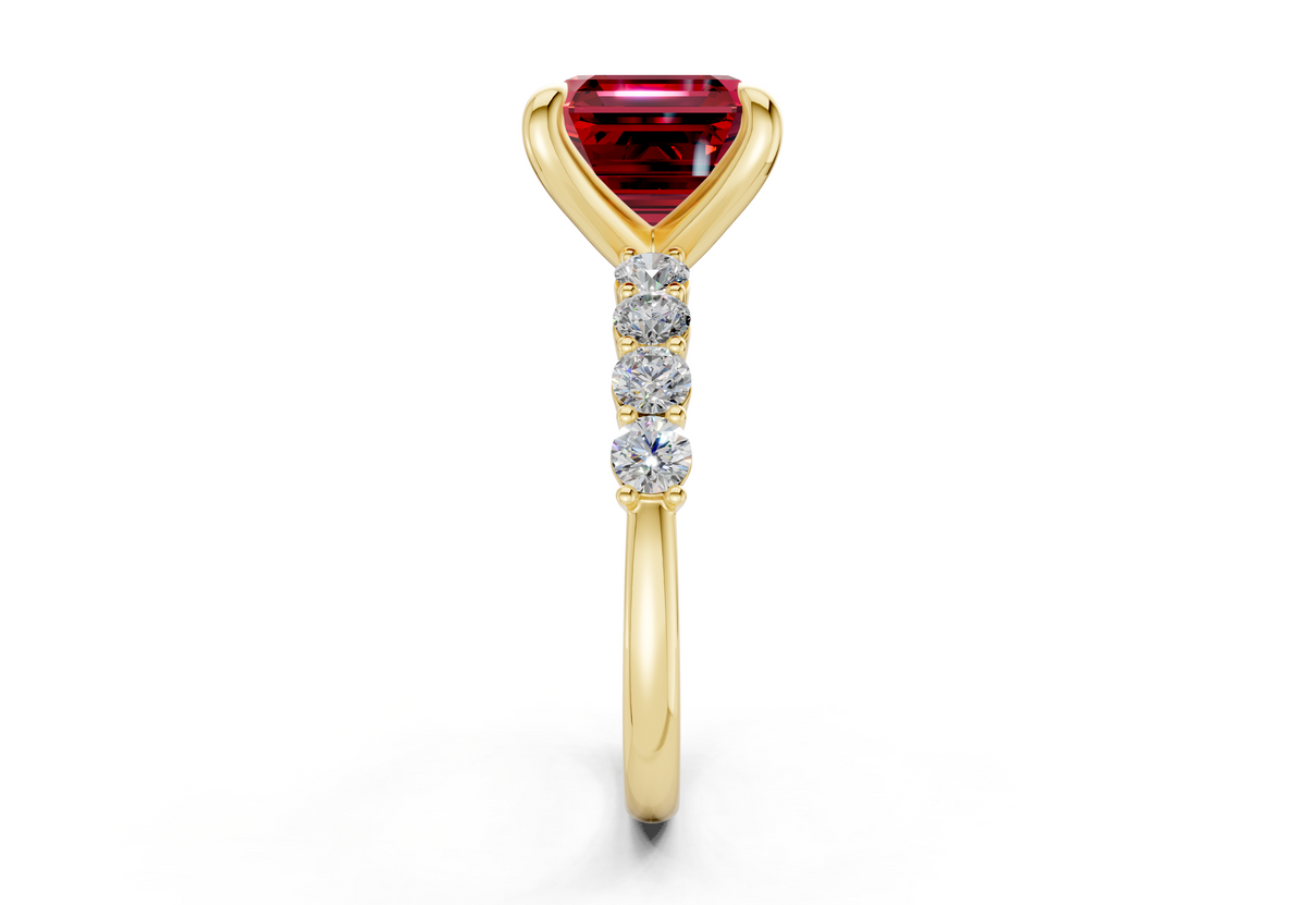 Arabella Ruby Gemstone Accent Asscher Cut 2mm Engagement Ring